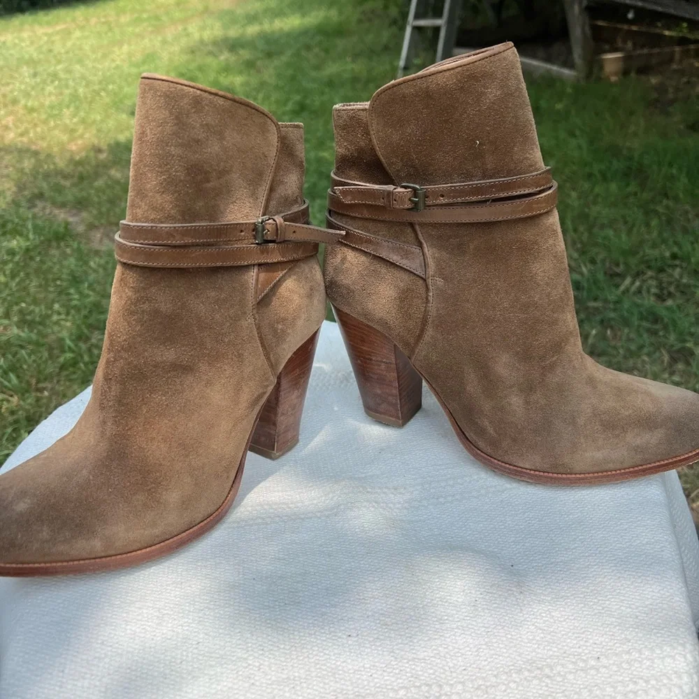 Allsaints Brown Suede Heeled Ankle Boots Size 40 9.5